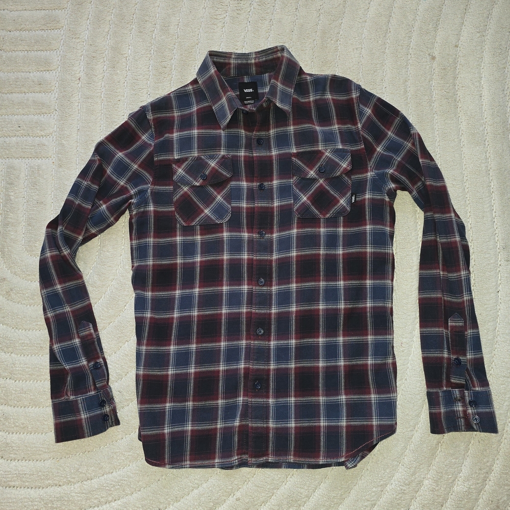 Vans Men's Black and Red Plaid Shirt